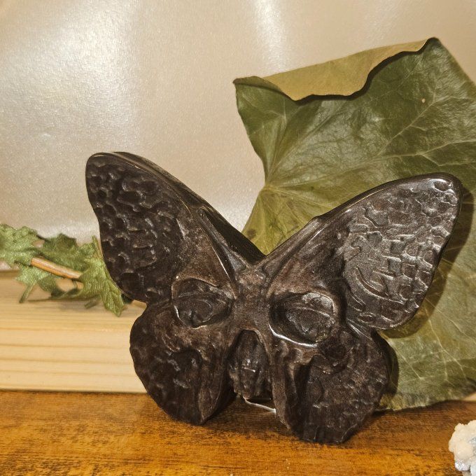 Papillon obsidienne argent Mothman