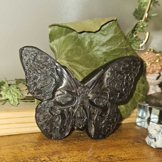 Papillon obsidienne argent Mothman
