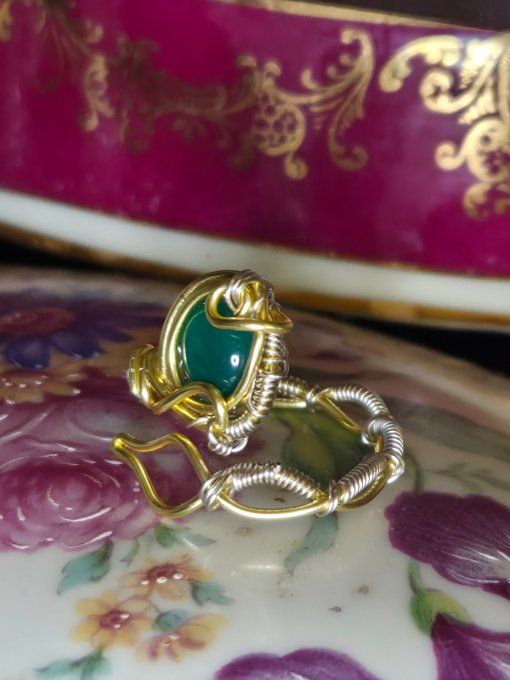Bague Onyx verte - ajustable 