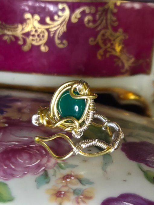 Bague Onyx verte - ajustable