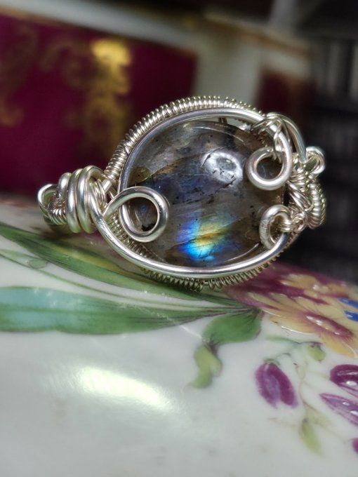 Bague Labradorite Bleu ajustable