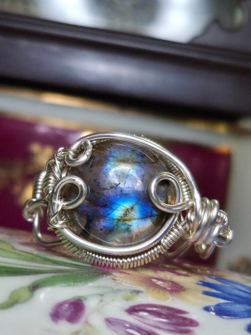 Bague Labradorite Bleu ajustable