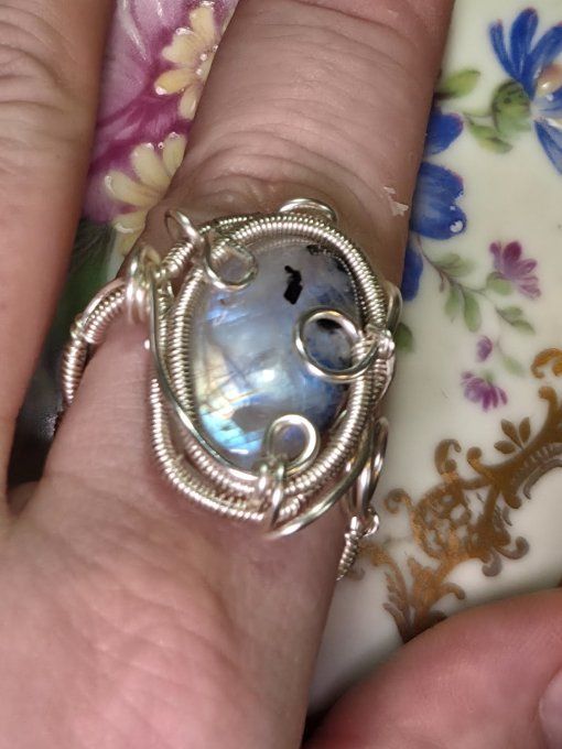 Bague Pierre de Lune - Peristerite