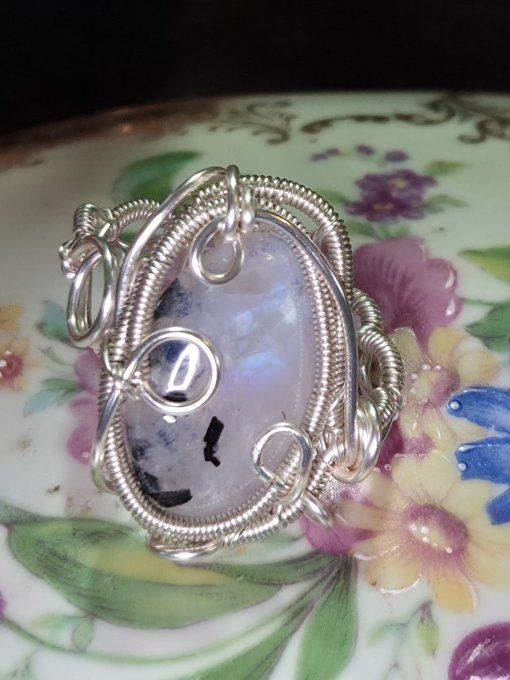 Bague Pierre de Lune - Peristerite 