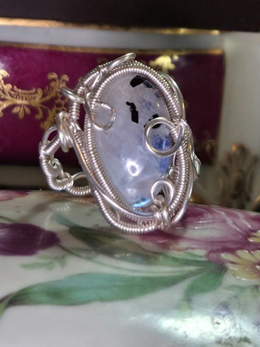 Bague Pierre de Lune - Peristerite 