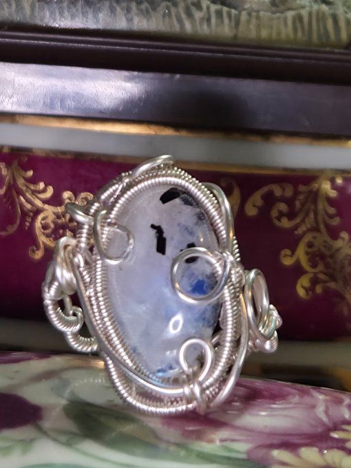 Bague Pierre de Lune - Peristerite 