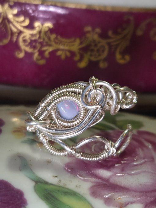 Bague opale noble bleu