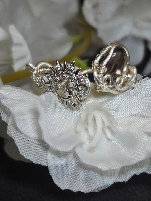  Obsidienne Larme d'apache✨Bague ajustable 