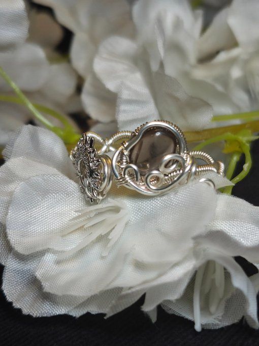  Obsidienne Larme d'apache✨Bague ajustable 