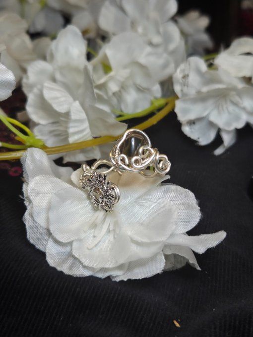  Obsidienne Larme d'apache✨Bague ajustable 