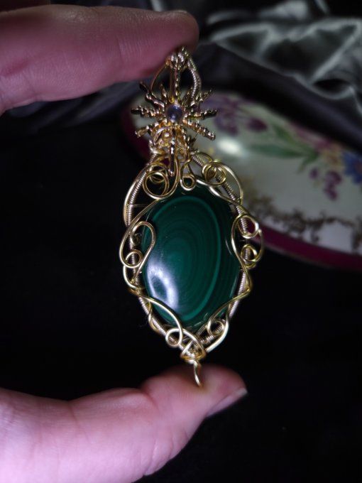 Pendentif  Or Malachite – Harmonie & Protection Du Cœur