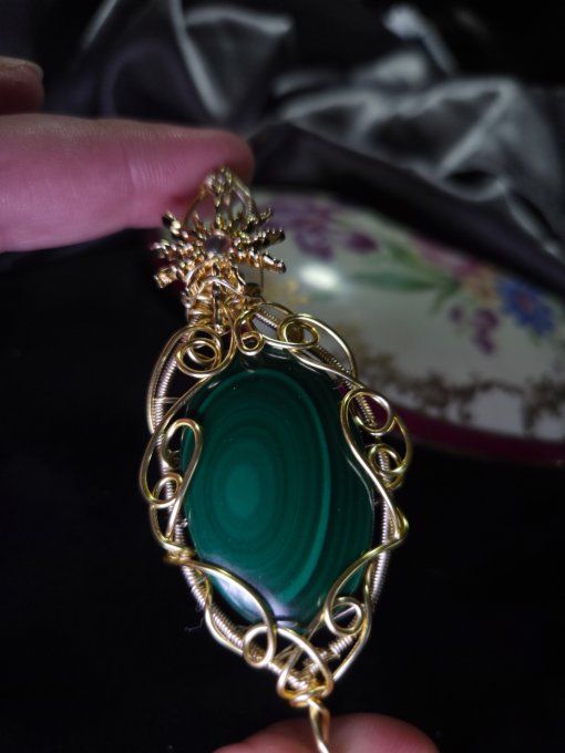 Pendentif  Or Malachite – Harmonie & Protection Du Cœur