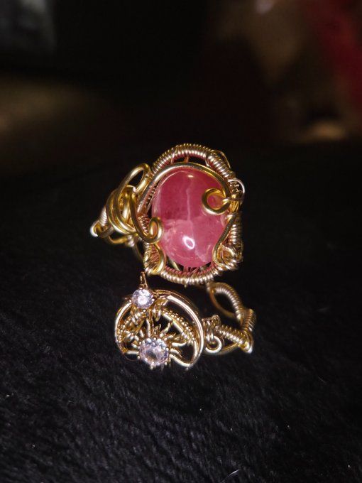 Reserver Daerha .Bague rhodochrosite ajustable rose- Sérénité & Bien-Être Émotionnel     