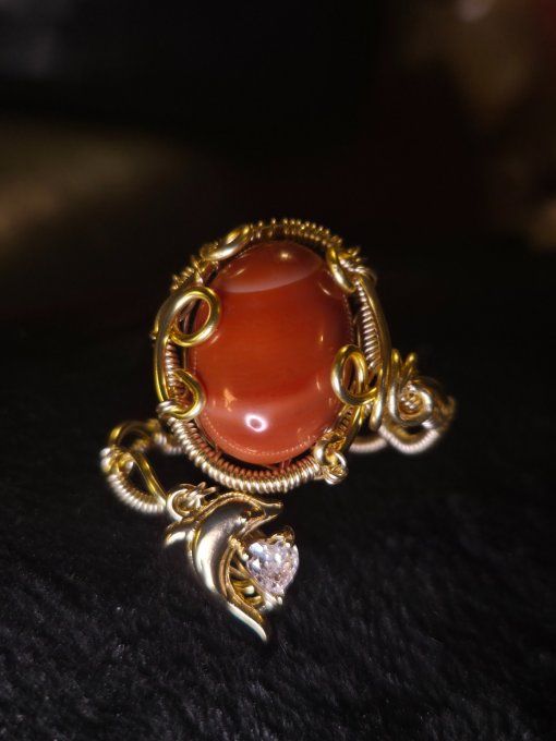 Bague Cornaline Or ✨Pierre de Dynamisme 