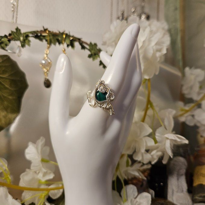 Bague malachite ajustable 