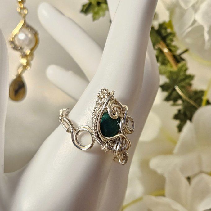 Bague malachite ajustable 