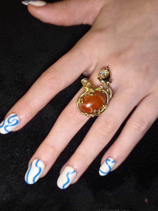 Bague Cornaline Or ✨Pierre de Dynamisme 