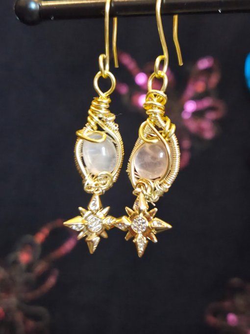 Boucle d'oreille - Quartz rose ,amour et douceur 