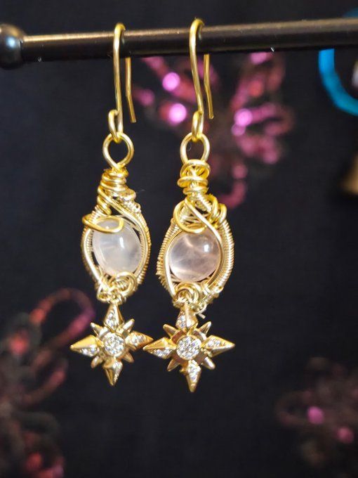 Boucle d'oreille - Quartz rose ,amour et douceur 