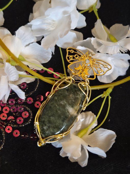 Pendentif Fuschite :Muscovite Verte 