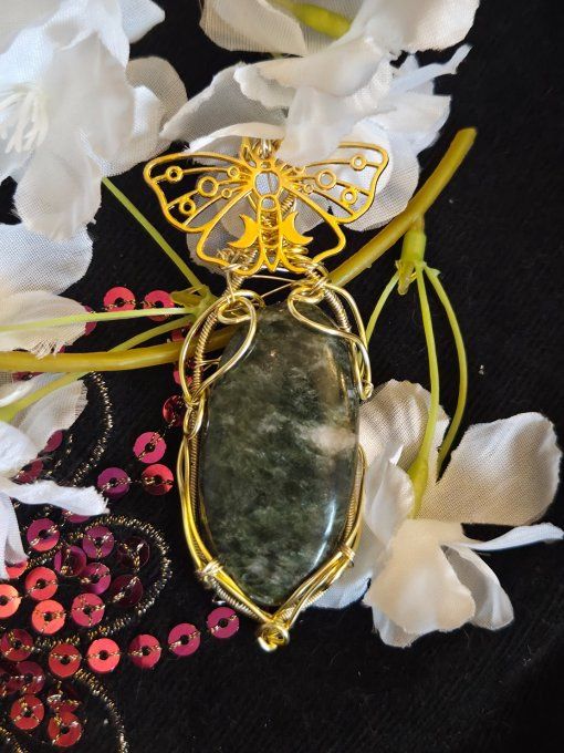 Pendentif Fuschite :Muscovite Verte 