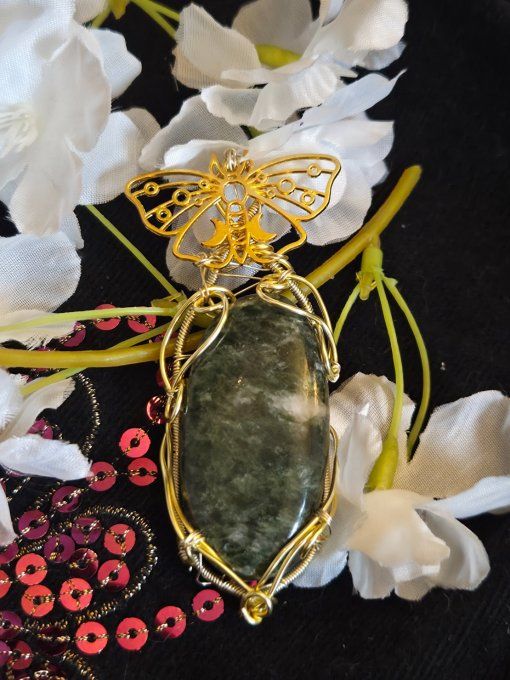 Pendentif Fuschite :Muscovite Verte 