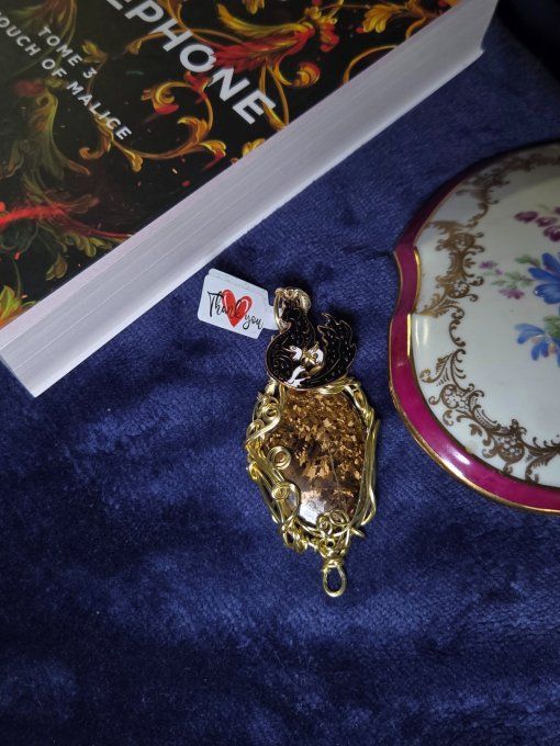 ✨ Amulette Bronzite -pendentif  or coeur cuivre 