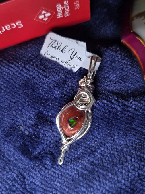Pendentif Opale de feu mexicaine ✨ Feu de vie & passion 