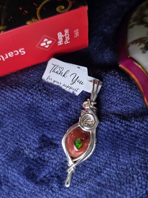 Pendentif Opale de feu mexicaine ✨ Feu de vie & passion 