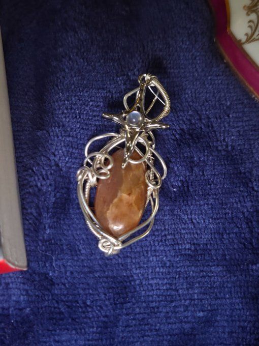 Pendentif Argent Pierre de Soleil Lattice : pierre de joie & vitalité