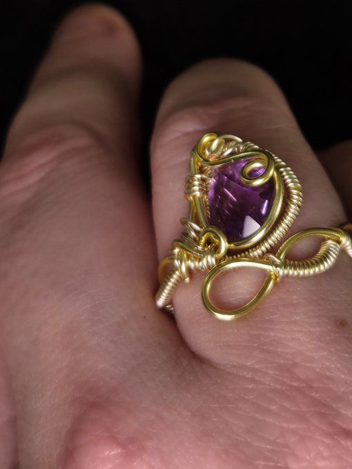 Bague améthyste  facette- serenité & créativité. - Copie