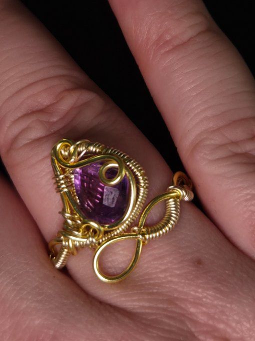 Bague améthyste  facette- serenité & créativité. - Copie