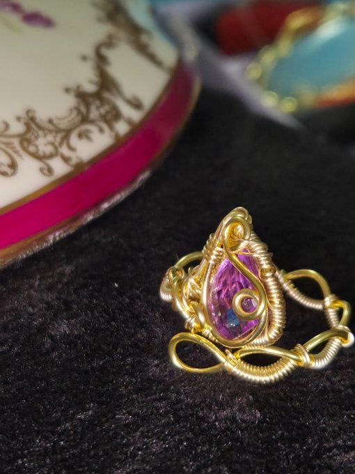 Bague améthyste  facette- serenité & créativité. - Copie