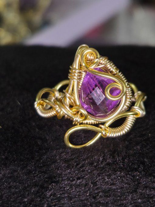 Bague améthyste  facette- serenité & créativité. - Copie