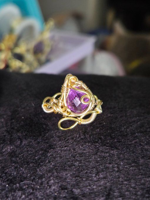 Bague améthyste  facette- serenité & créativité. - Copie