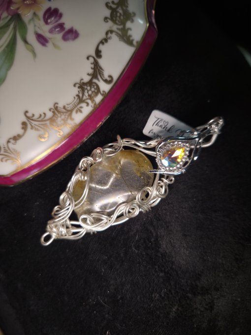 Amulette argent Quartz Rutile : deprime , confiance & joie 