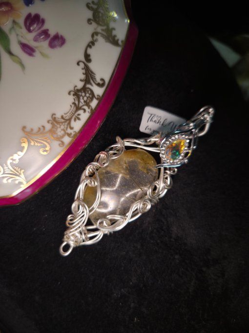 Amulette argent Quartz Rutile : deprime , confiance & joie 