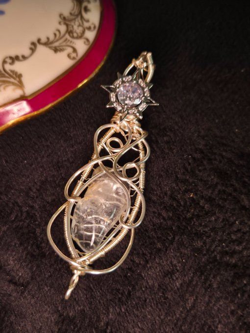 Pendentif Topaze bleu ✨ - pierre brut: apaisemeent et harmonie