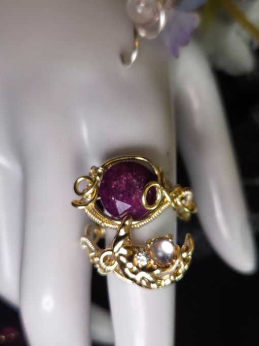 Bague Sugilite Lune  :Paix Intérieure &  Delivrance 