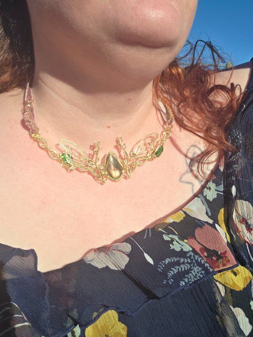 Collier Springwings : labradorite rose gold