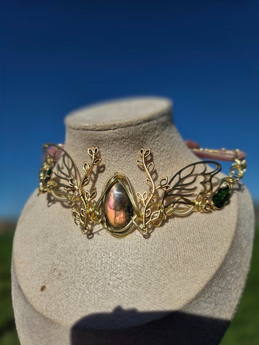 Collier Springwings : labradorite rose gold