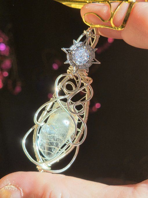 Pendentif Topaze bleu ✨ - pierre brut: apaisemeent et harmonie