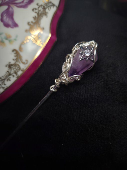 Pic  a cheveux Améthyste etoilé✨ Ouverture & Équilibre   