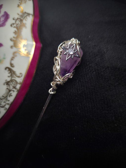 Pic  a cheveux Améthyste etoilé✨ Ouverture & Équilibre   