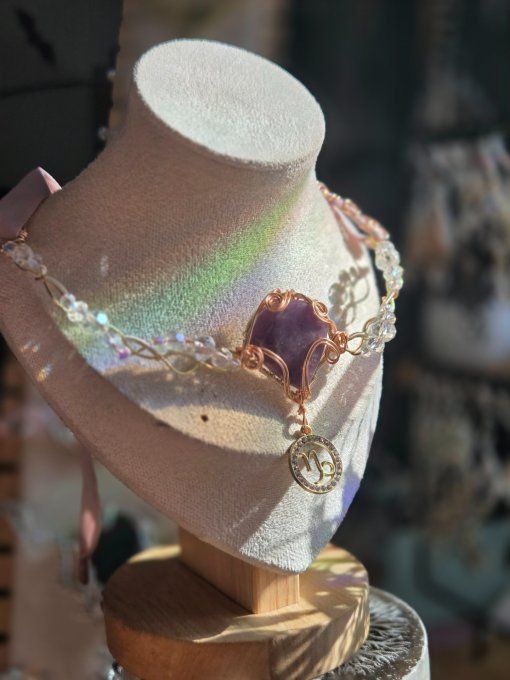 Collier Astro du Capricorne ♑ Lepidolite 