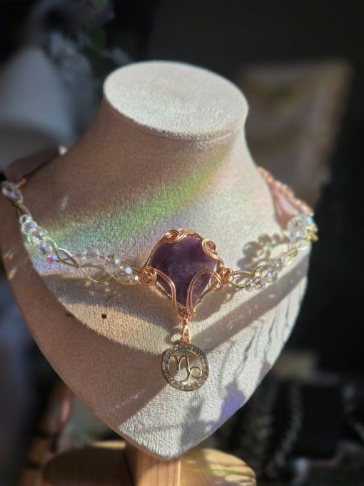 Collier Astro du Capricorne ♑ Lepidolite 
