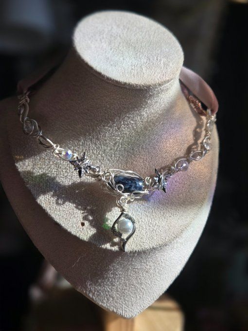 Pouvoir Du Soleil Bleu : collier modulable en Piétersite 