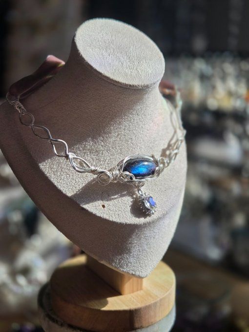 Constellation de Cassiopée : collier Labradorite Bleu