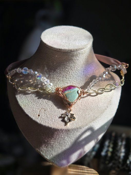 Constellation De La Libellule — Collier Modulable En Fuchsite Rubis   