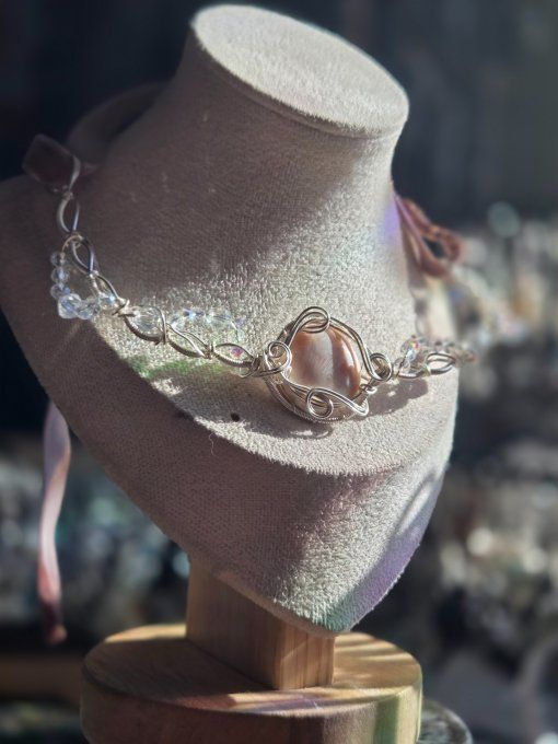 Collier Constellation De La Vierge – Scolécite Rose Naturelle  